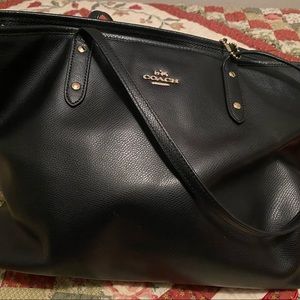 Coach black leather tote. Great used condition.